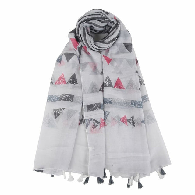 Grey & Pink Aztec Tribal Triangle Scarf - Franklins