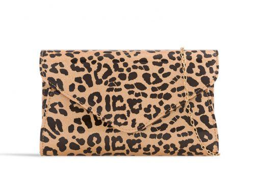 Leopard print patent clutch bag on sale