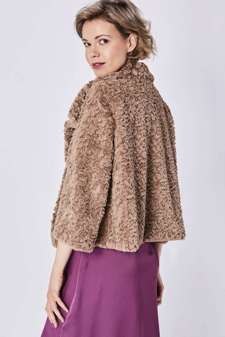 Mocha Faux Fur Teddy Jacket - Franklins
