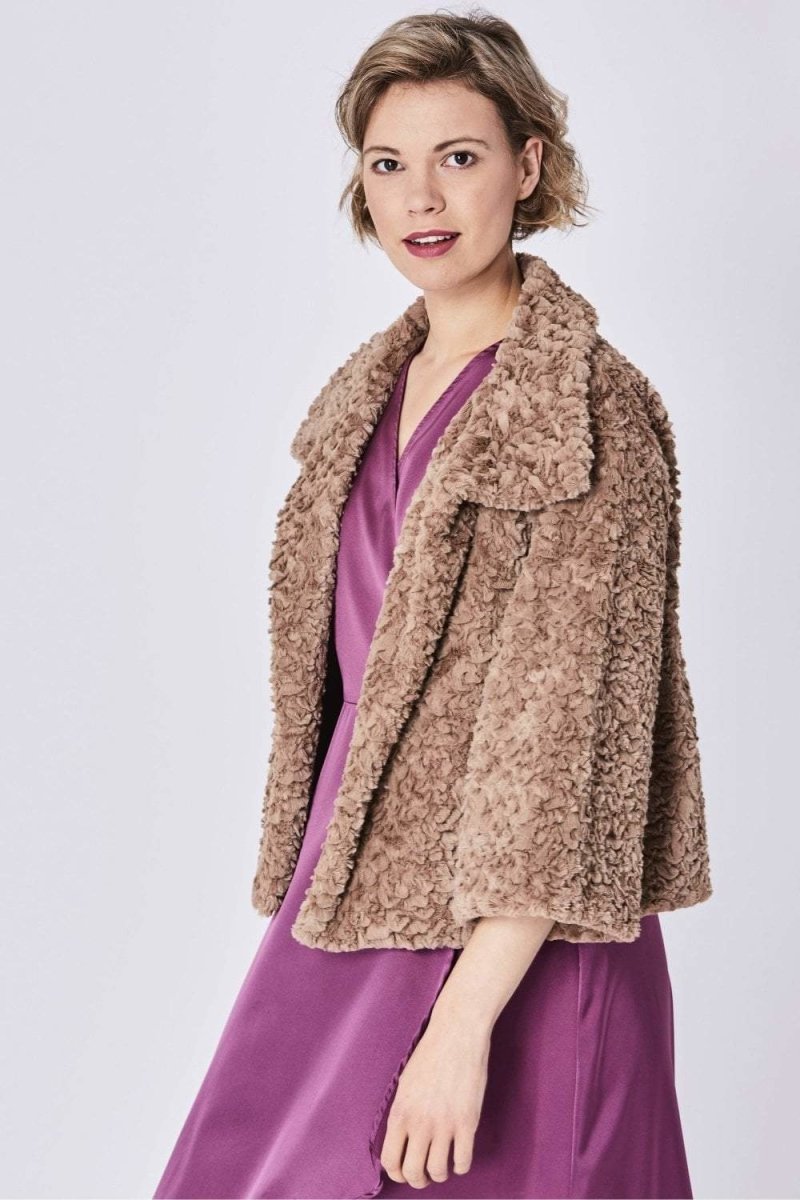 Mocha Faux Fur Teddy Jacket - Franklins