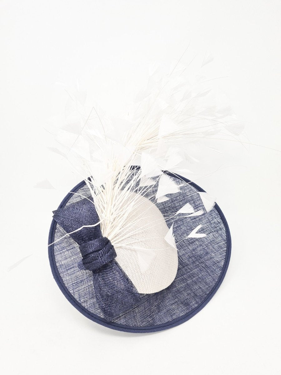 Navy & Ivory Feather Fascinator - Franklins