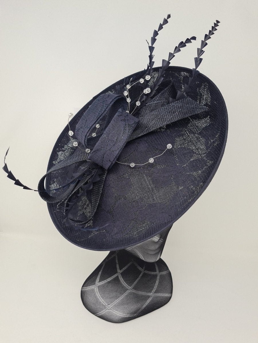 Navy Lace Disc Fascinator - Franklins
