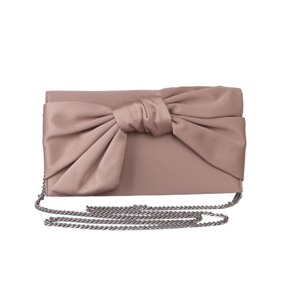 Nude Satin Bow Clutch Bag - Franklins