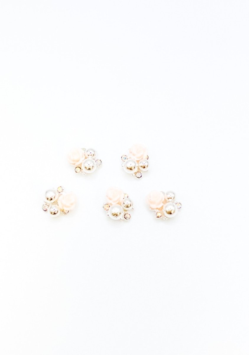 Rose Pink Buds & Silver 3D Nail Art (5pc) - Franklins