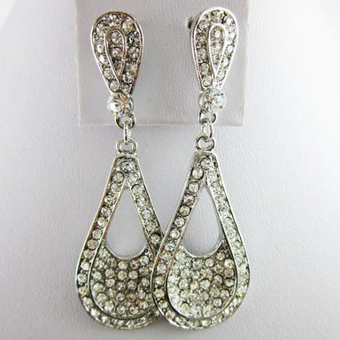Silver Crystal Diamante Formal Drop Earrings - Franklins