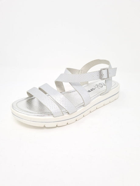 Silver Strappy Flat Sandals - Franklins