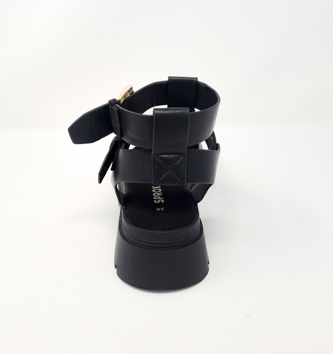 Sprox Black Chunky Gold Studded Sandals - Franklins