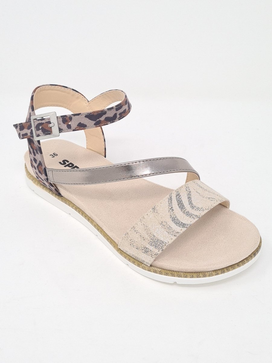 Sprox Leopard Bronze Strappy Sandals - Franklins