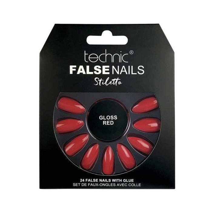 Technic False Nails Stiletto- Gloss Red - Franklins