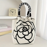 Camellia Beige Knitted Casual Tote Bag