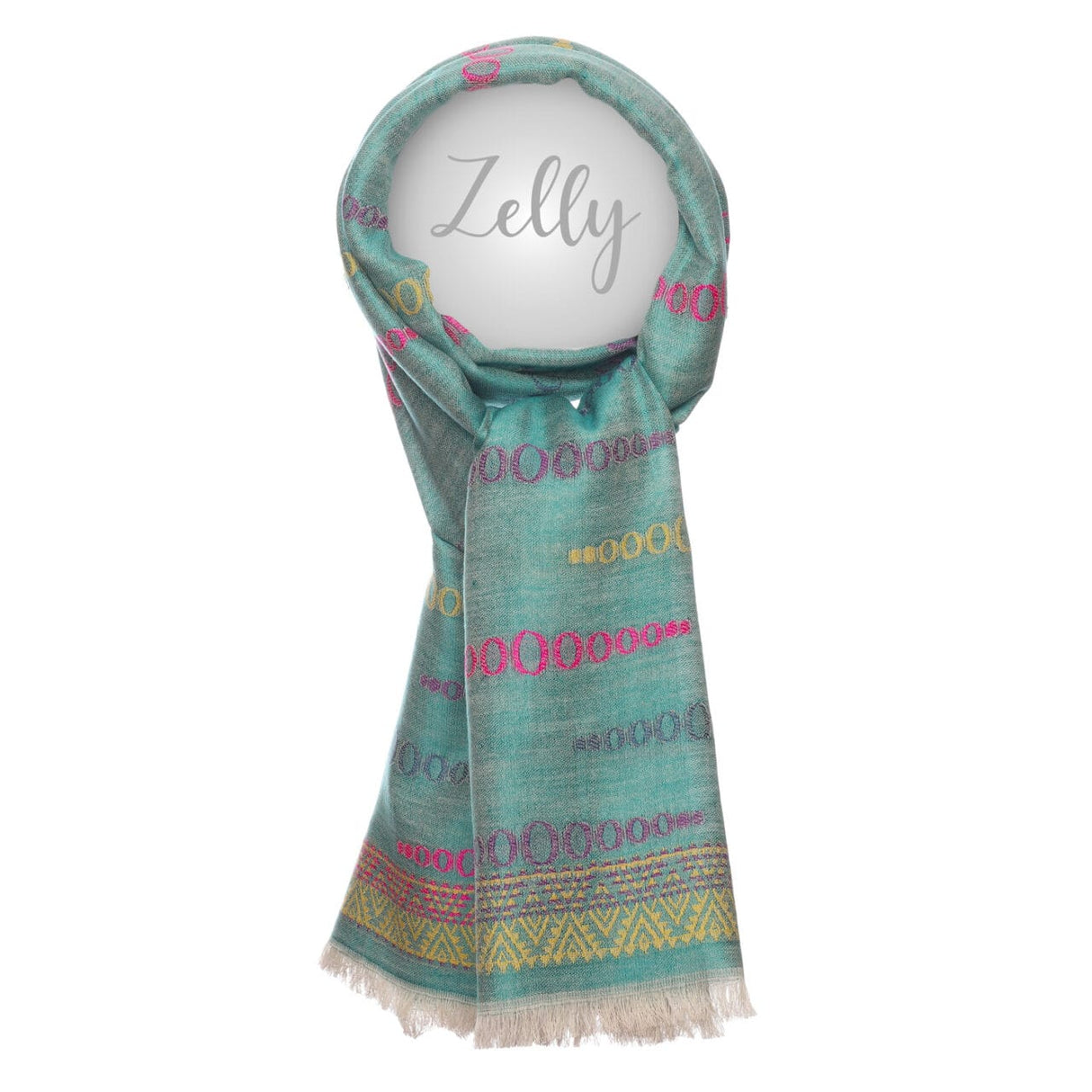 Zelly Green Striped Cotton Scarf