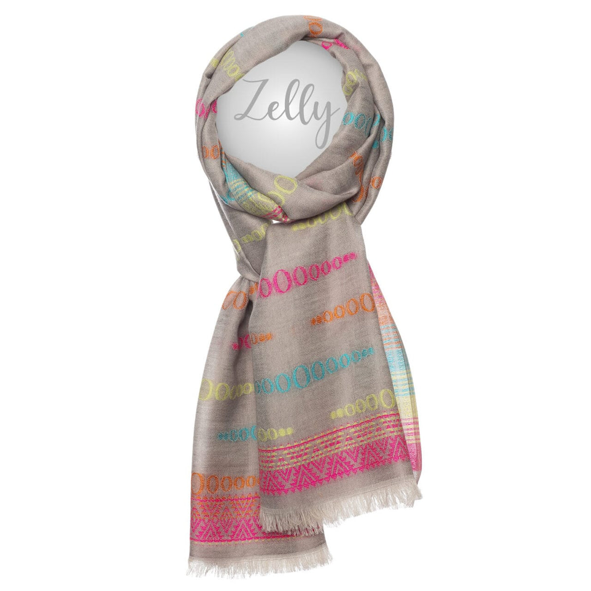 Zelly Grey Striped Cotton Scarf