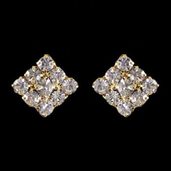 Small Crystal Diamond Shape Clip On Earrings