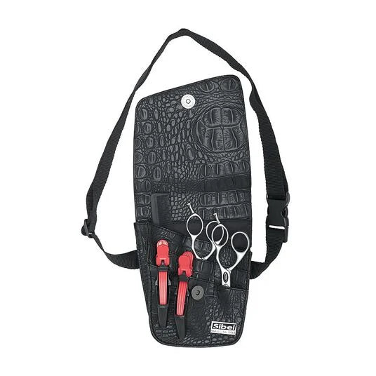 Sibel Black Croc Print Scissor Tool Pouch Belt