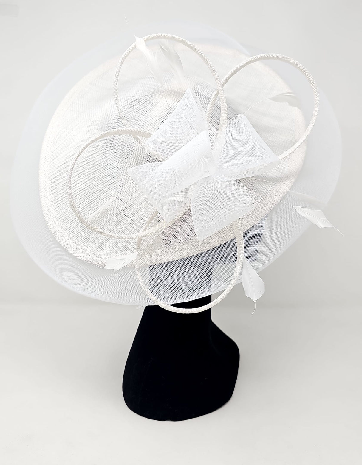 White Flower Looped Disc Large Fascinator