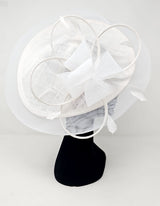 White Flower Looped Disc Large Fascinator