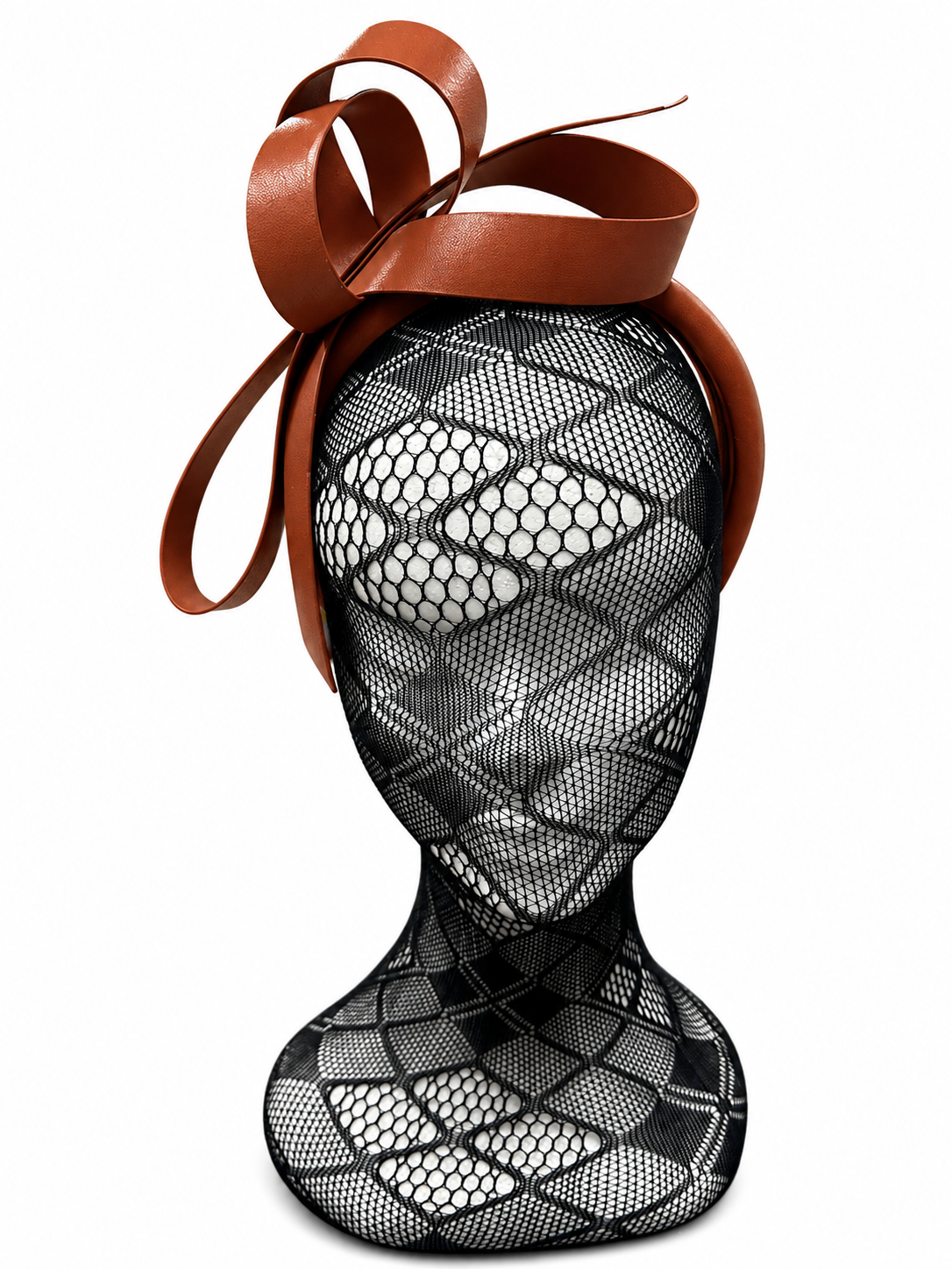 Caramel Brown Leatherette Bow Hairband Fascinator