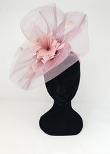 Rose Pink Feather Fascinator With Net Halo