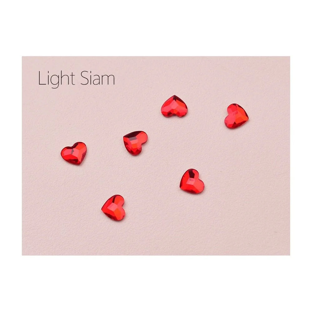 Swarovski Nail Art Light Siam Red Heart Crystals 4pcs