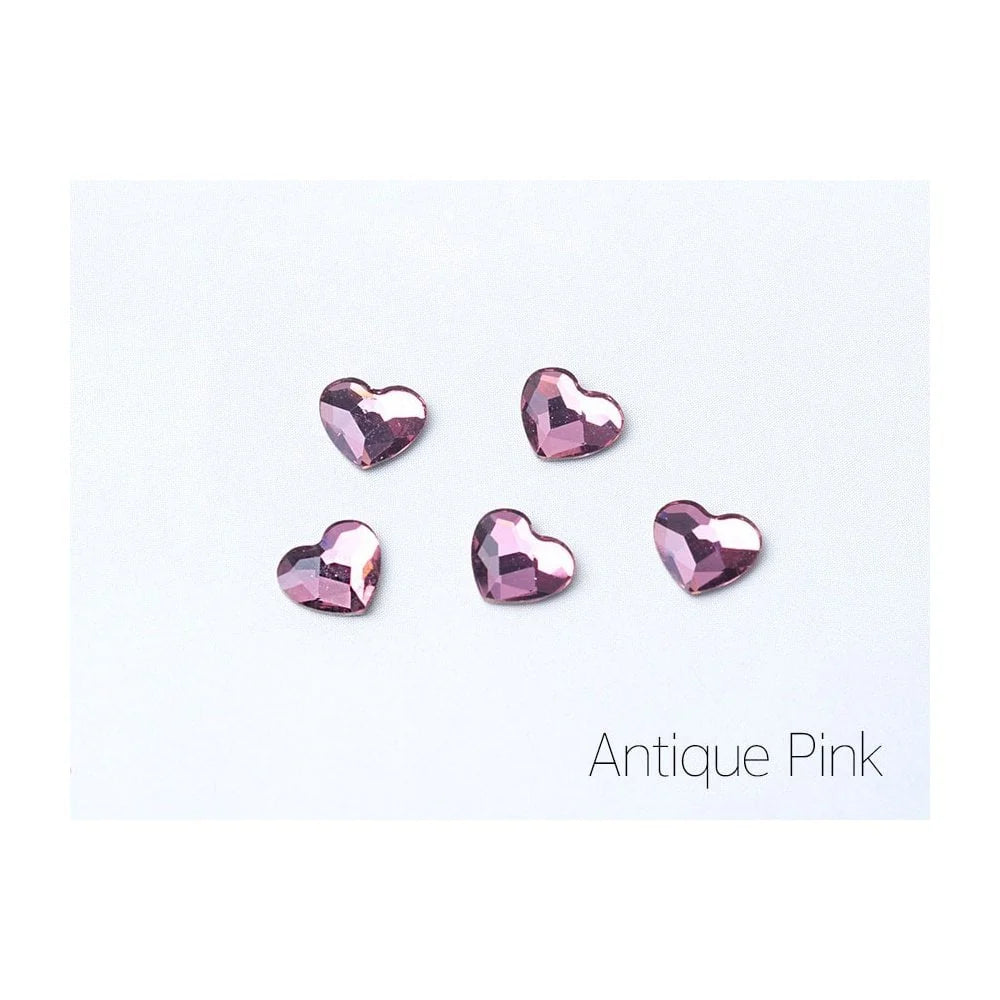 Swarovski Nail Art Antique Pink Heart Crystals 4pcs