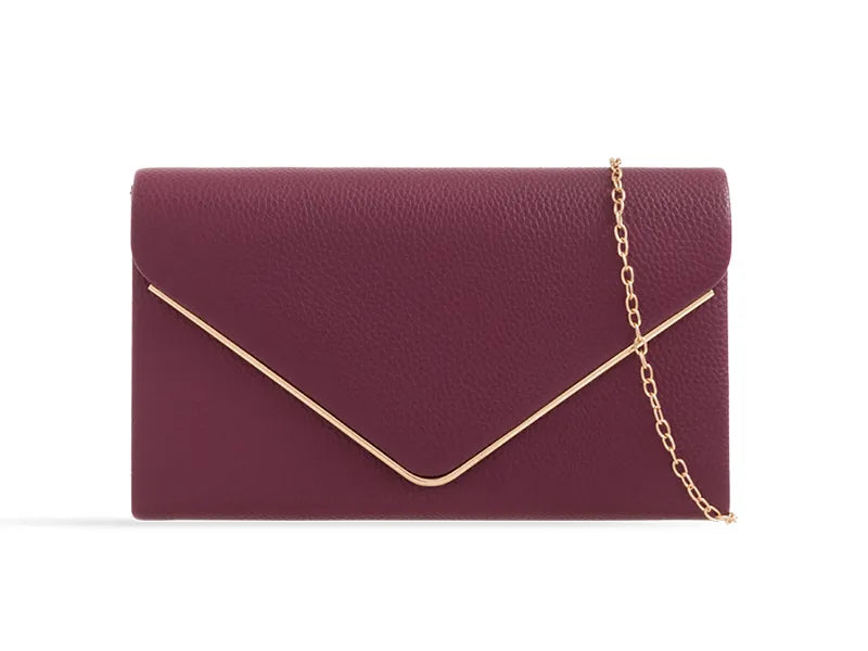 Burgundy Envelope Style Clutch Bag