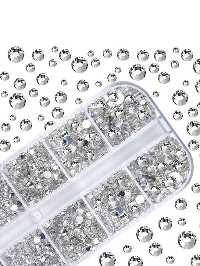 Clear Crystal Rhinestone Gems Mixed Size 2400pcs For Nail Art