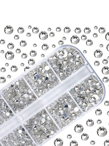 Clear Crystal Rhinestone Gems Mixed Size 2400pcs For Nail Art