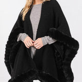 Silver Grey Faux Fur Trim Luxury Cape