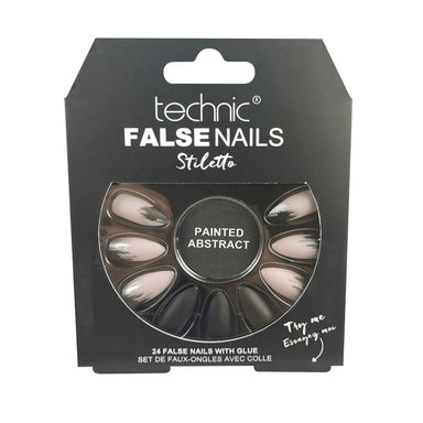 Technic False Nails Stiletto Painted Abstract