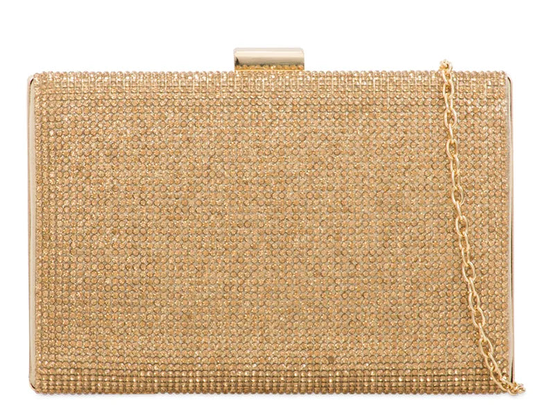 Gold Diamante Embellished Clutch Bag