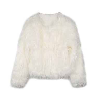 White Shaggy Faux Fur Jacket