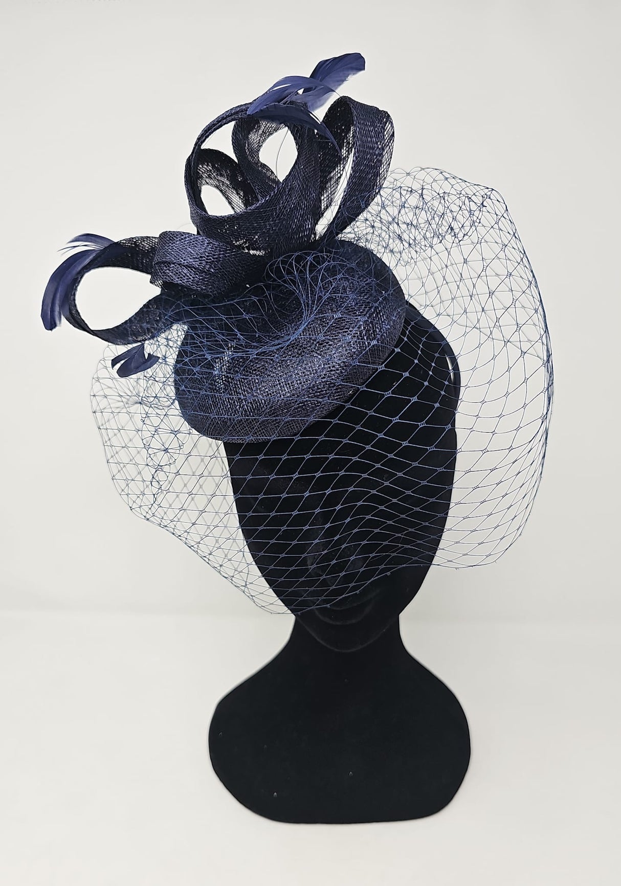 Navy Veil Net Looped Hairband Fascinator