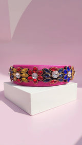 Fuchsia Pink Muti Colour Crystal Chunky Hair Band
