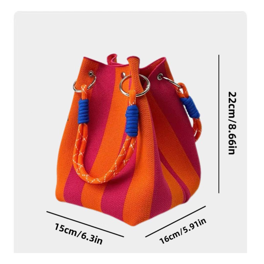 Knitted Orange & Pink Tote Mini Square Bag