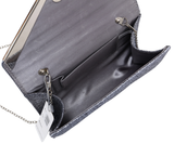 Sparkling Silver Glitter V Evening Clutch Bag