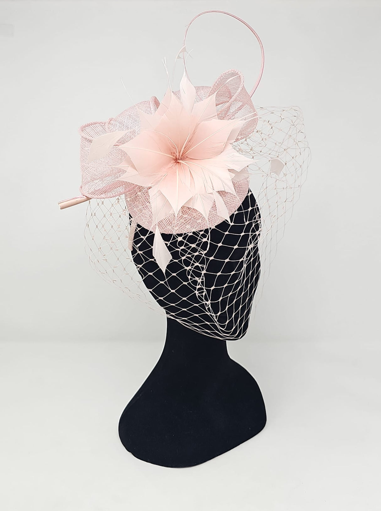 Metallic Oyster Veil Net Looped Hairband Fascinator