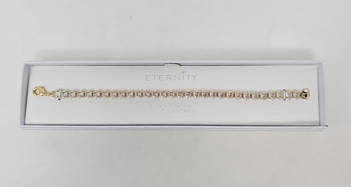 Eternity Cubic Zirconia Gold Oval Gem Bracelet