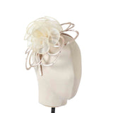 Beige Satin & Pearl Looped Fascinator