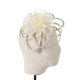 Beige Satin & Pearl Looped Fascinator