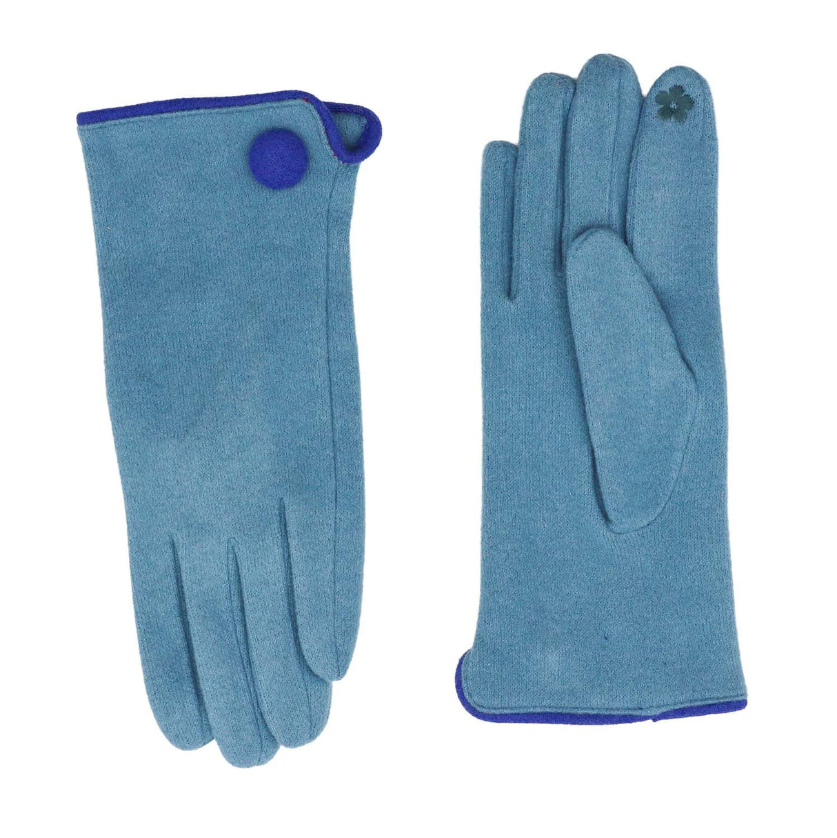 Zelly Blue Button Soft Feel Gloves