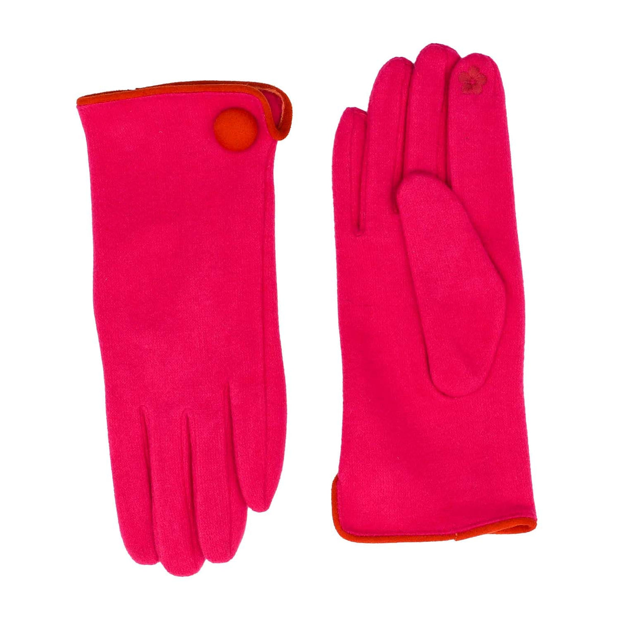 Zelly Pink Fuchsia Button Soft Feel Gloves