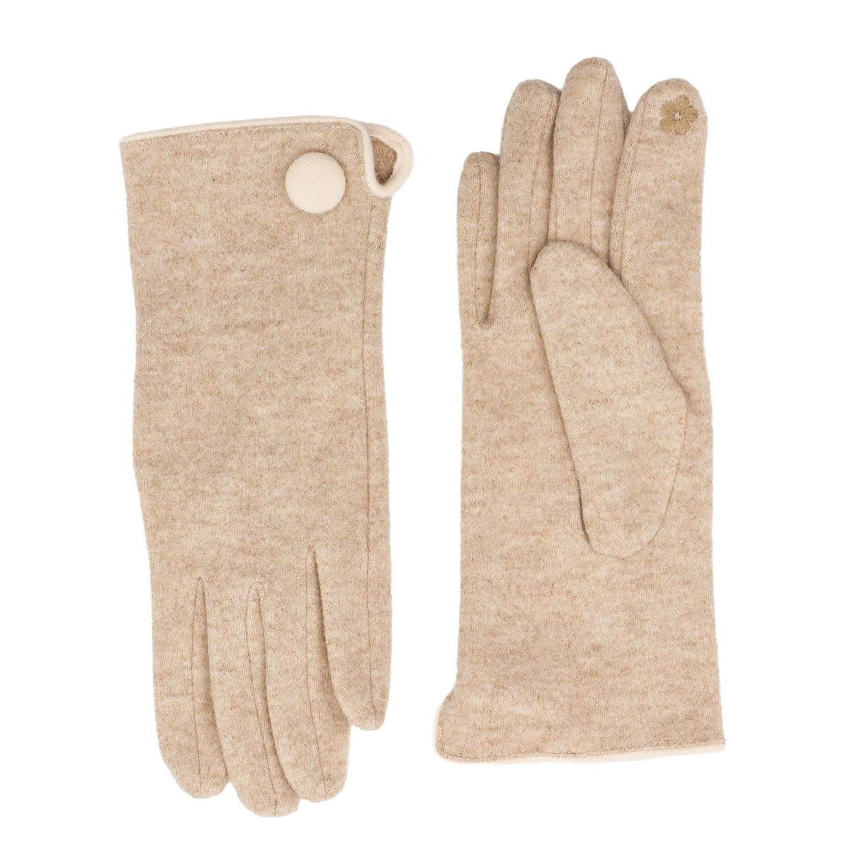 Zelly Taupe Button Soft Feel Gloves