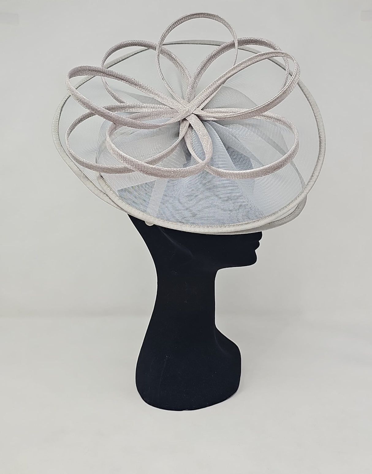 Pearl Grey Looped Halo Disc Fascinator