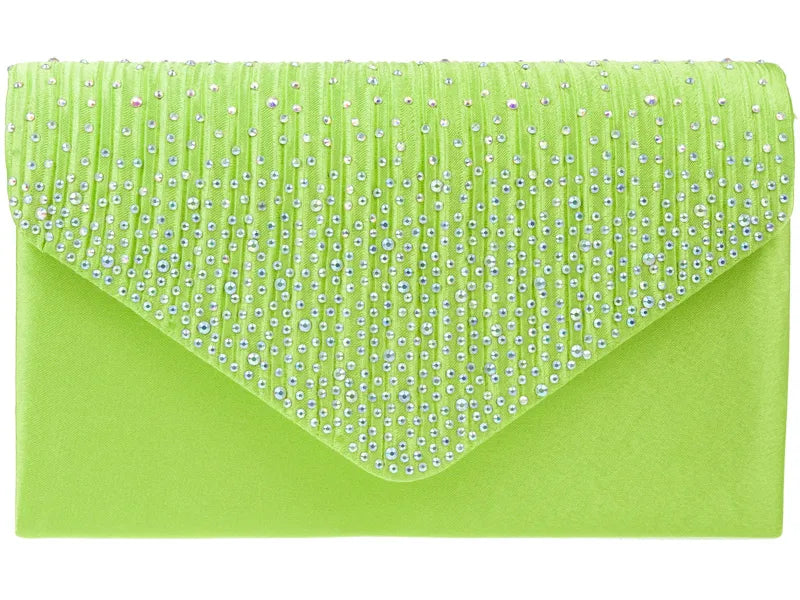 Lime Green Diamante Overlay Clutch Bag