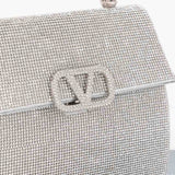 Silver Crystal Rhinestone Adorned Handbag