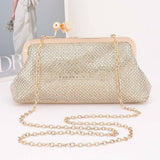 Silver Rhinestone Envelope Clutch Bag