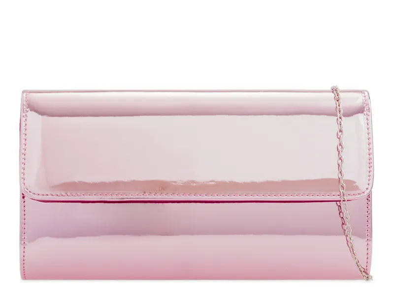 Pink Glossy Patent Clutch Bag