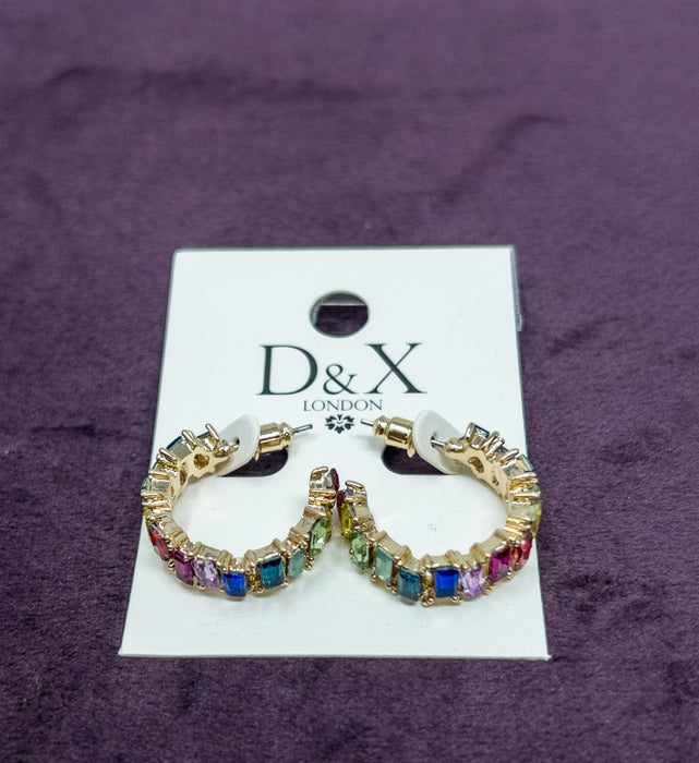 D&X Cubic Zirconia Multicolour Crystal Earrings