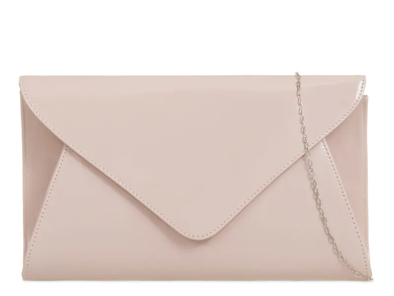 Pale Nude Patent Large Clutch Bag