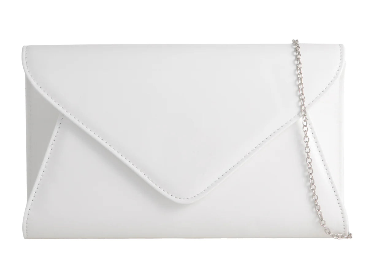 White Glossy Patent Large Clutch Bag